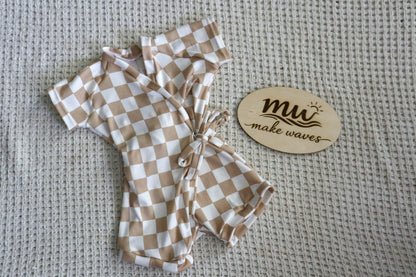 Tie Romper | Checkered