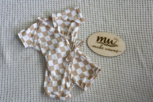 Tie Romper | Checkered